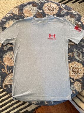 Under Armour Light Gray Short Sleeve Tee with Red Logo